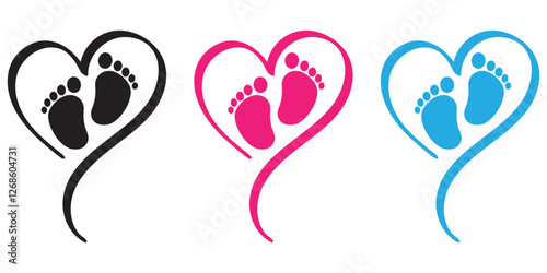 silhouette of baby feet icon over white background. vector illustration. Baby footprints icon isolated on white background. Baby feet sign. Set icons colorful.