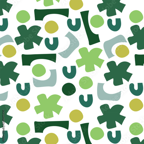 Seamless pattern with abstract geometric shapes. Cute and colorful vector background for kids