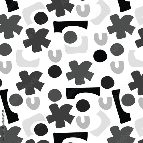 Seamless pattern with abstract geometric shapes. Cute and colorful vector background for kids