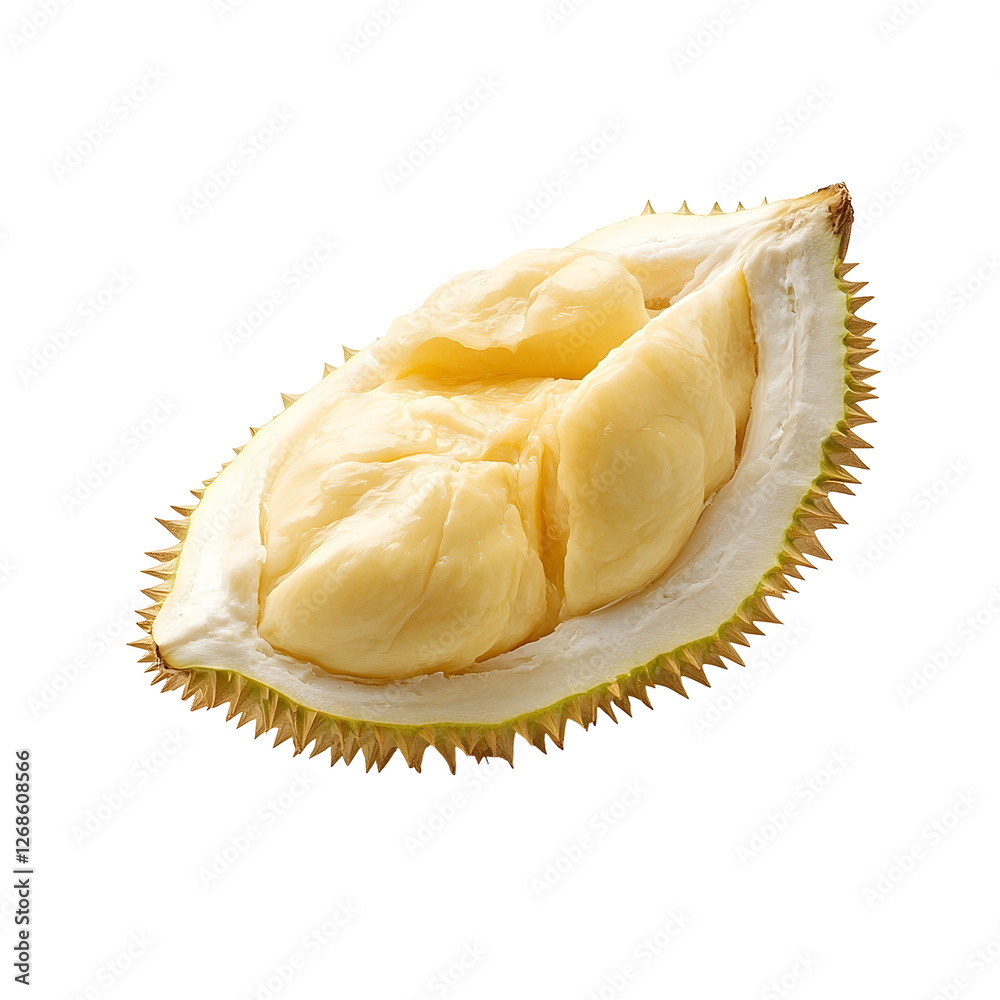 Durian fruit segment, creamy texture, close-up shot, food photography, recipe ingredient Durian fruit segment, creamy texture, close-up shot, food photography, recipe ingredient