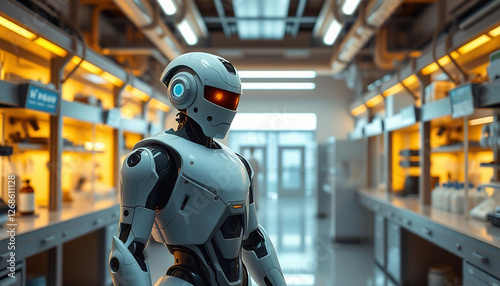 Wallpaper Mural A Futuristic Robot Standing in a High-Tech Laboratory Torontodigital.ca