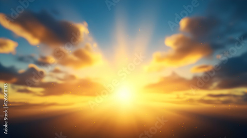 Vibrant Orange and Yellow Sunset Sky with Golden Rays