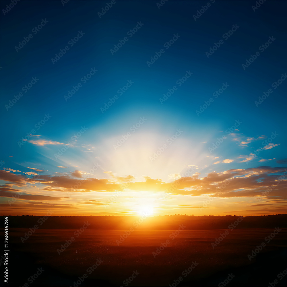 Fototapeta premium Vibrant Sunset Over a Flat Field