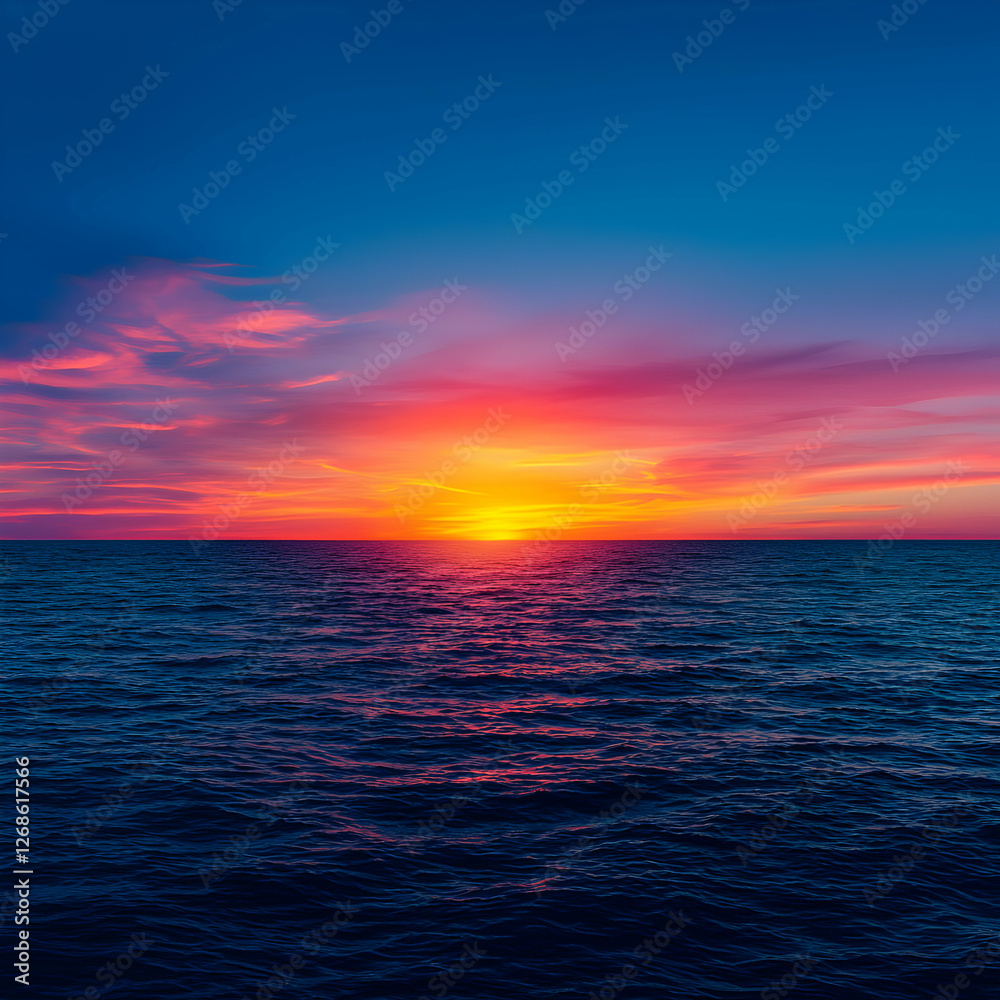 Fototapeta premium Vibrant Sunset Over Calm Ocean