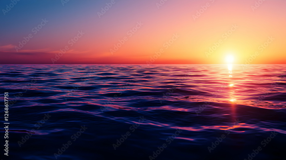 Obraz premium Vibrant Sunset Over Calm Ocean Water