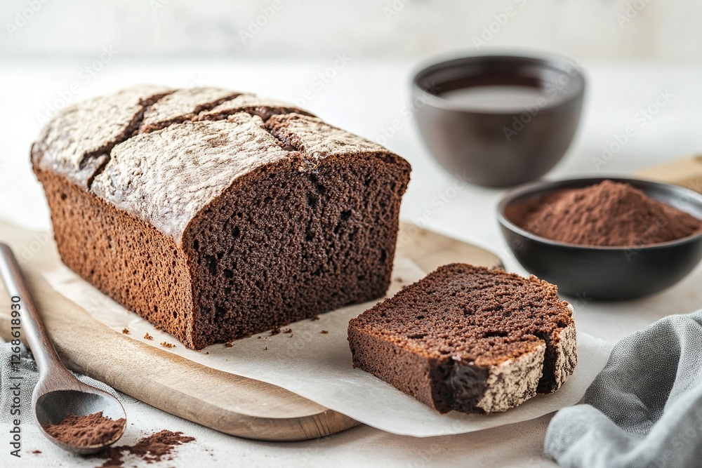 white background, no shadow , photo of the whole loaf with chocolate filling cut into slices on wooden board on table in kitchen , blurred brown and beige striped bread with natural patterns white background, no shadow , photo of the whole loaf with chocolate filling cut into slices on wooden board on table in kitchen , blurred brown and beige striped bread with natural patterns