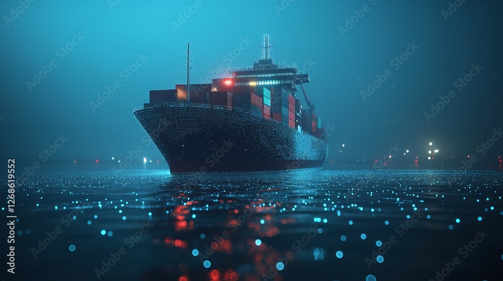 Obraz premium Futuristic Maritime Transportation Concept - Low Poly Cargo