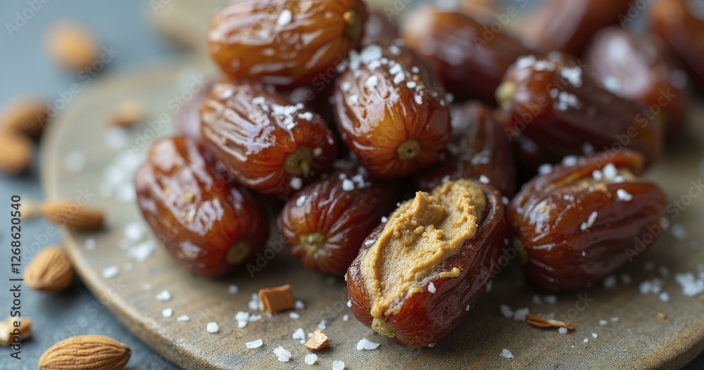 Dates Stuffed with Almond Butter and Sprinkled with Sea Salt Dates Stuffed with Almond Butter and Sprinkled with Sea Salt