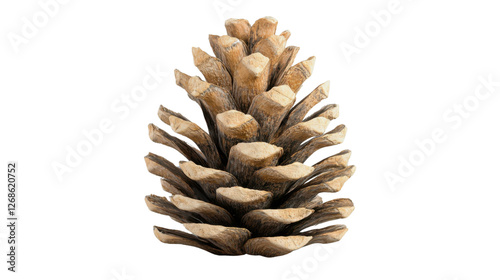 Open pine cone showing seeds on transparent background