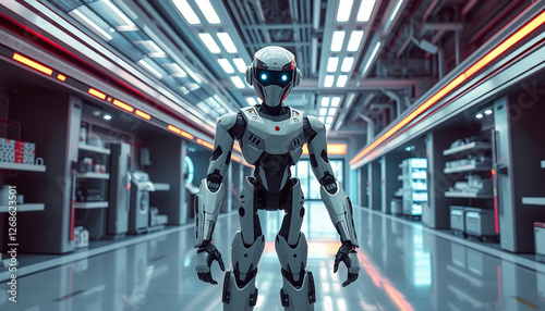 Wallpaper Mural A Futuristic Robot Standing in a High-Tech Laboratory Torontodigital.ca