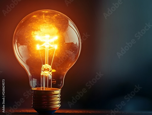 Bright Bulb Illuminating Warm Light in Dim Background