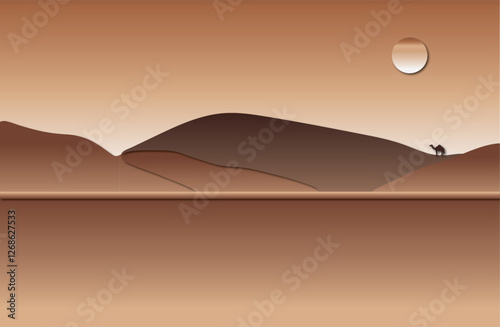3D illustration of desert landscape. Vector background illustration.