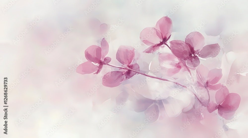 Fototapeta premium Soft watercolor flowers in pastel hues, evoking gentle beauty and serenity.