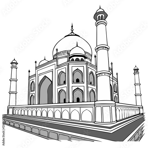Taj Mahal India Vector Illustration - Symbol of Eternal Love. Perfect for: India, Love, Historical Landmarks
