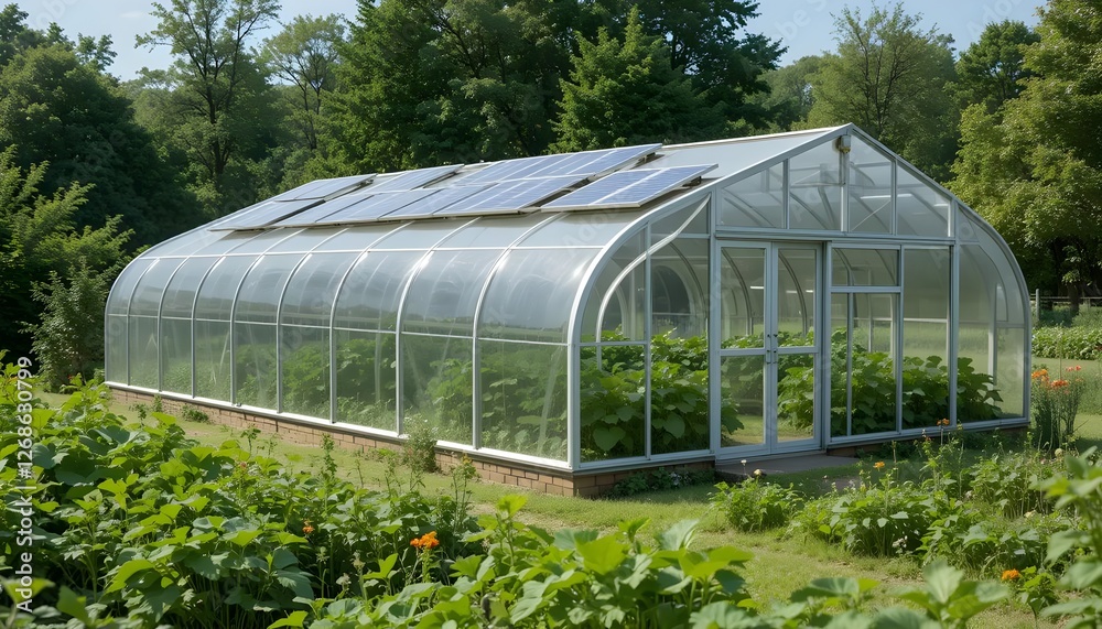 Solar-Powered Greenhouse for Sustainable Vegetable Cultivation with Mounted Photovoltaic Panels Solar-Powered Greenhouse for Sustainable Vegetable Cultivation with Mounted Photovoltaic Panels