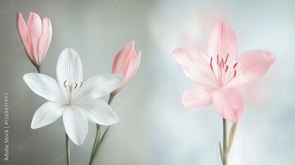 Soft watercolor flowers in pastel hues, evoking gentle beauty and serenity. Soft watercolor flowers in pastel hues, evoking gentle beauty and serenity.