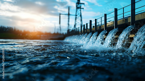 Wallpaper Mural Water Flowing from Dam at Sunset Torontodigital.ca