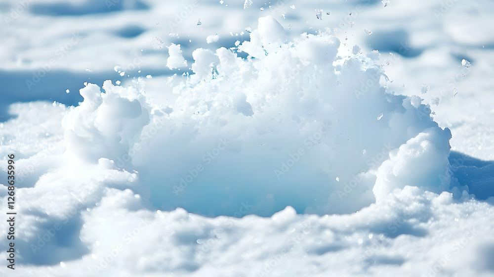 White and Blue Ice Formation on a Snowy Surface White and Blue Ice Formation on a Snowy Surface