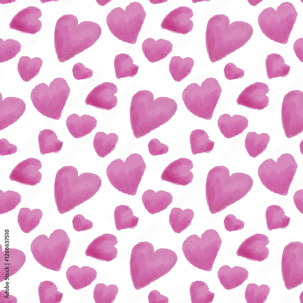 Heart Shape pattern Watercolor Illustration Romantic Artistic Design Heart Shape pattern Watercolor Illustration Romantic Artistic Design