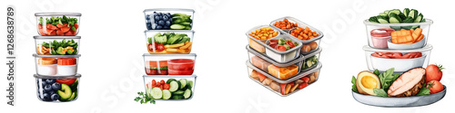 Colorful Meal Prep Containers with Fresh Fruits and Vegetables