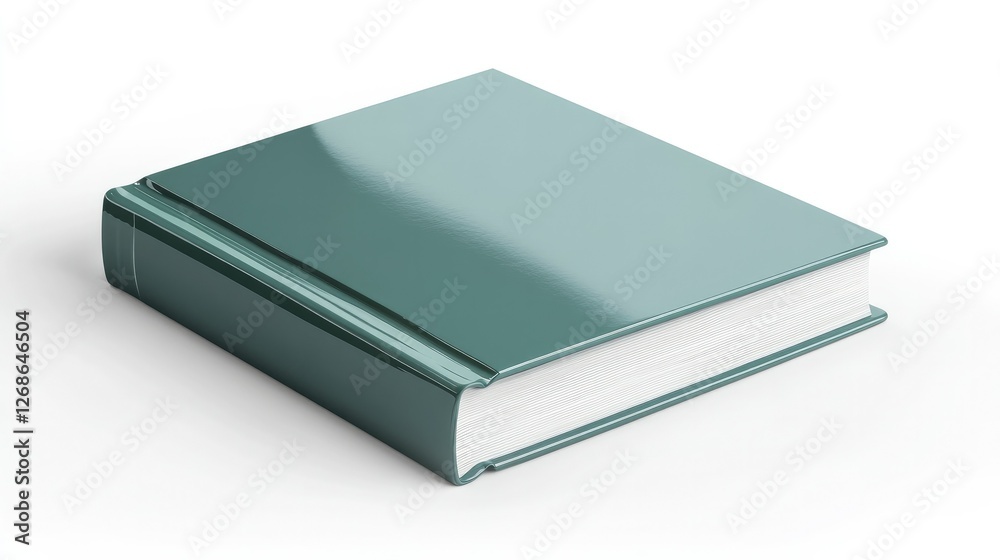 A sharp, modern hardcover book with a metallic green gloss, designed with clean lines and a professional finish, isolated on white A sharp, modern hardcover book with a metallic green gloss, designed with clean lines and a professional finish, isolated on white
