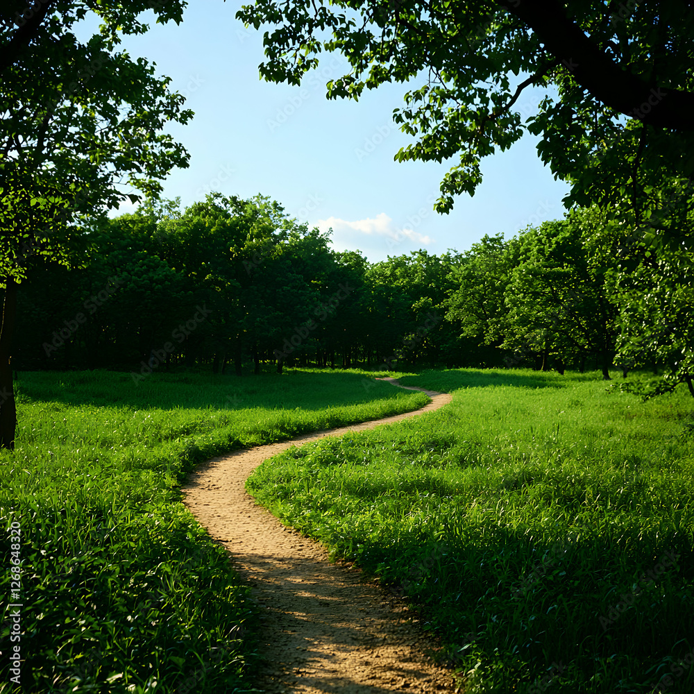 Winding Dirt Path Through Lush Green Forest Winding Dirt Path Through Lush Green Forest