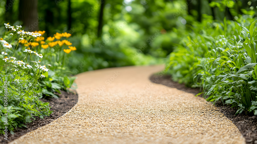 Obraz premium Winding Gravel Path Through Lush Garden