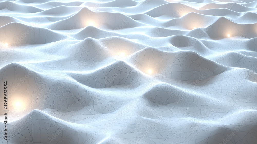 Obraz premium Abstract white landscape with glowing points