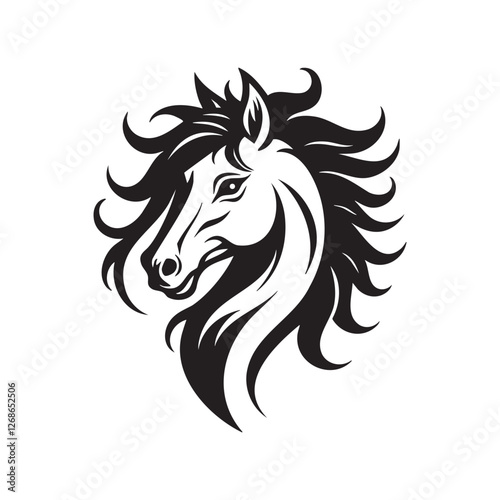 Stylized Horse Head Silhouette Vector Art Design