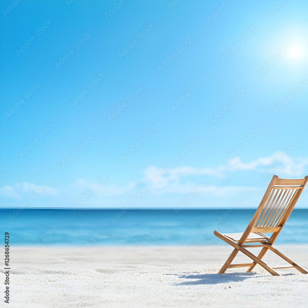Wooden Chair on Sandy Beach with Ocean View Wooden Chair on Sandy Beach with Ocean View