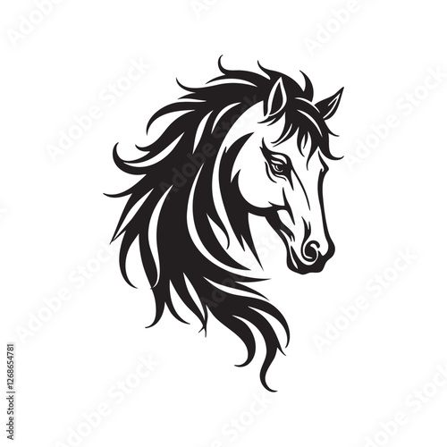 Stylized Horse Head Silhouette Vector Art Design