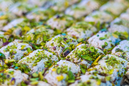 Obraz na płótnie Turkish baklava sprinkled with pistachio in Turkey w salonie