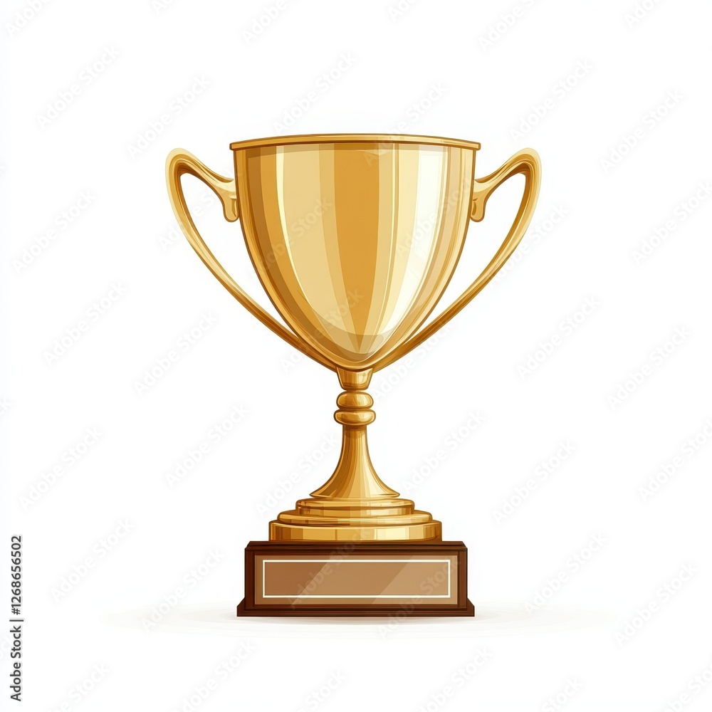 Golden trophy cup isolated vector illustration and flat design icon on white background for awards and competition Golden trophy cup isolated vector illustration and flat design icon on white background for awards and competition