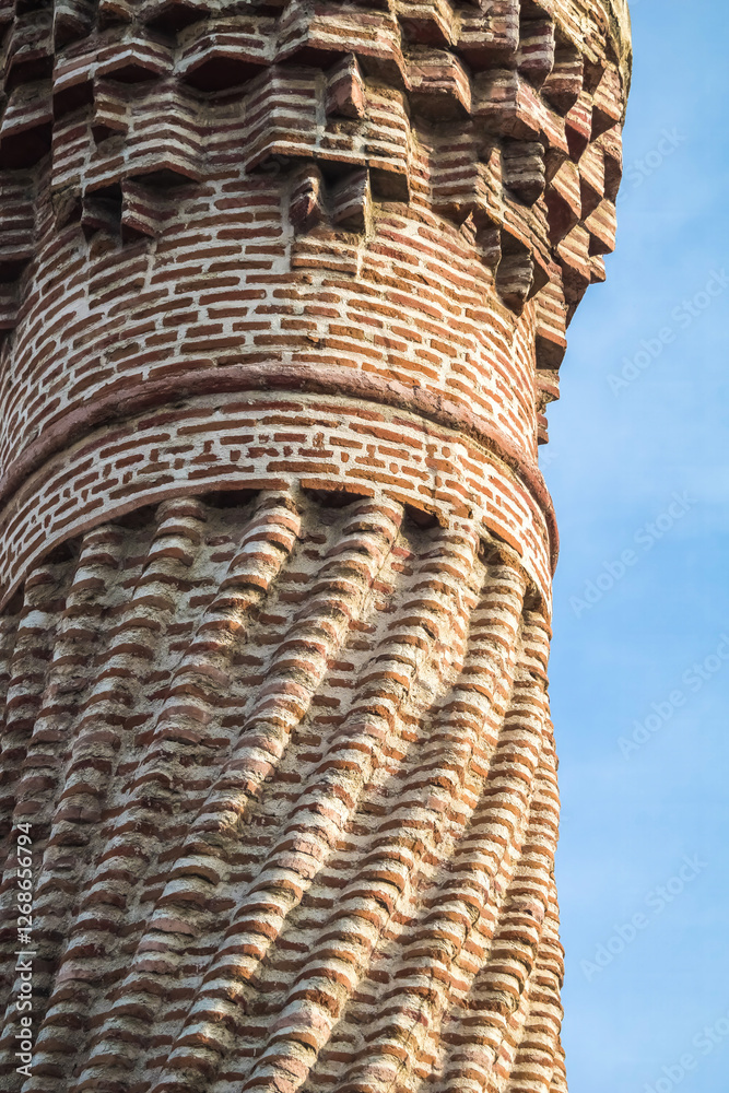 Decorated brick minaret in Usak, Turkey