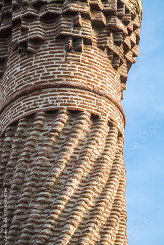 Obraz na płótnie Decorated brick minaret in Usak, Turkey w salonie
