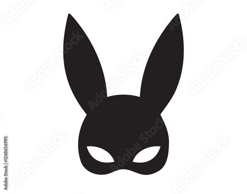 Masquerade mask of a black hare. The rabbit mask is part of an erotic outfit for cards, posters, decor or print for t shirts