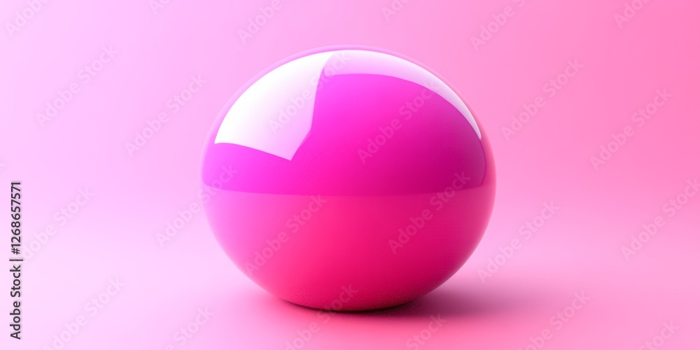 Obraz premium A glossy pink sphere on a soft pink background, creating a vibrant and contemporary feel, Ideal for use in modern design projects, digital art, or product presentations,