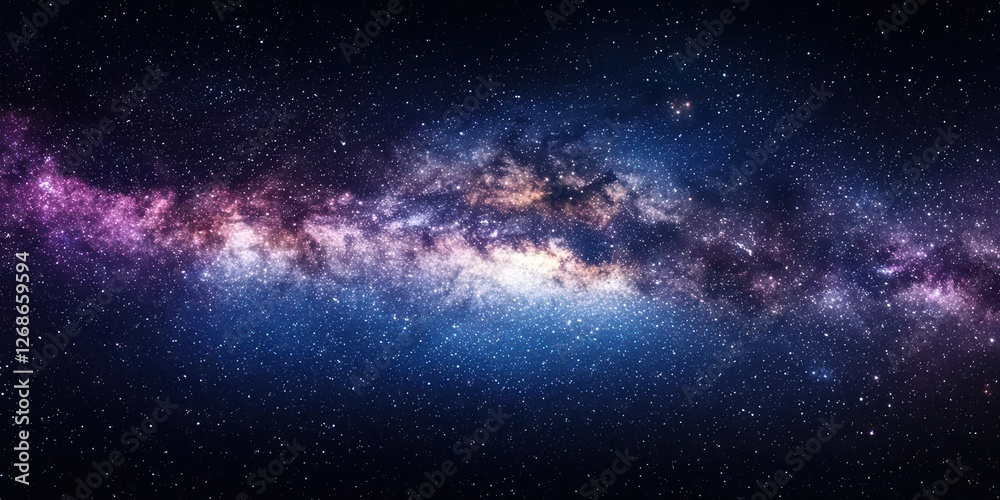 Fototapeta premium A stunning view of the galaxy showcasing vibrant colors and countless stars against a dark, cosmic background.