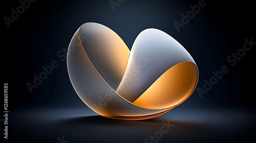 Abstract illuminated sculptural form, glowing curves.