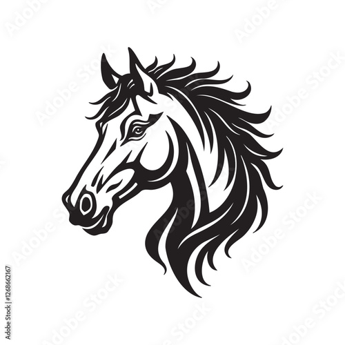 Stylized Horse Head Silhouette Vector Art Design