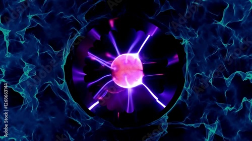 plasma ball on blue smoke background