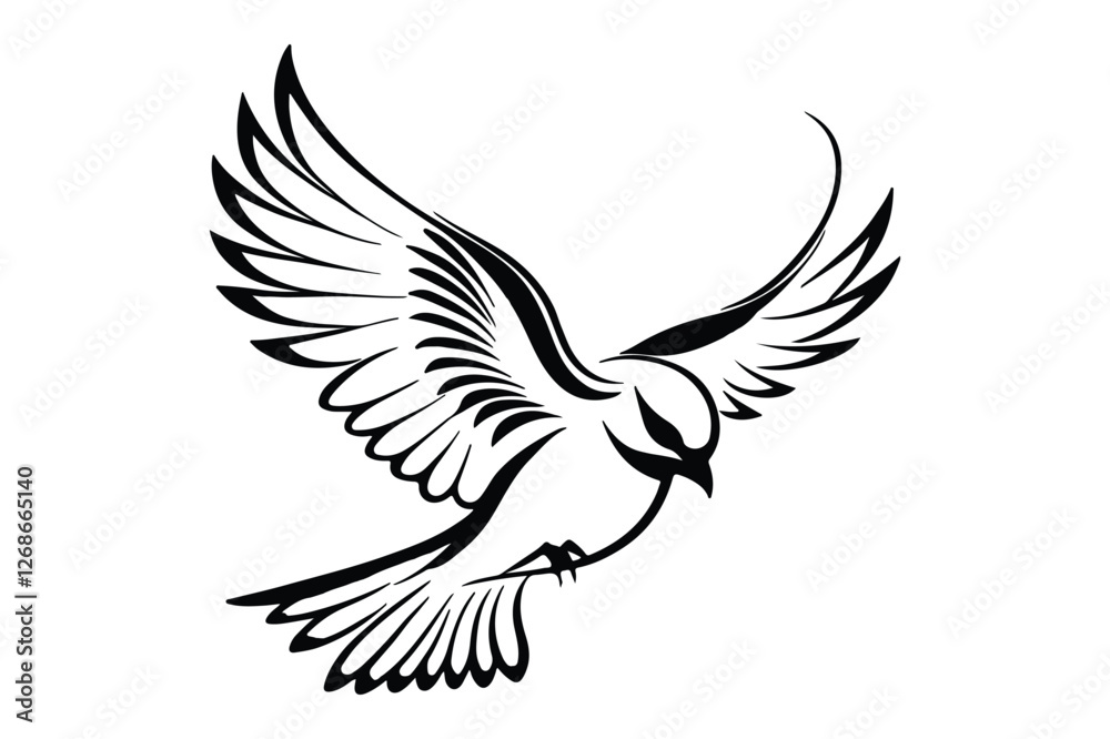 Stylized Flying Bird Vector Illustration
