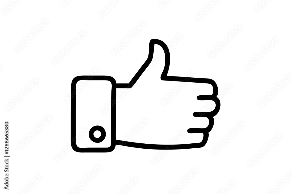 Silhouette of a Social Media Thumbs Up Icon on a Clean White Background Silhouette of a Social Media Thumbs Up Icon on a Clean White Background