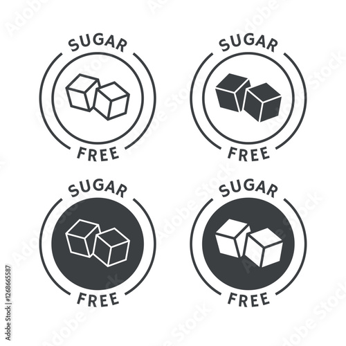 sugar free icon set, No sugar added label