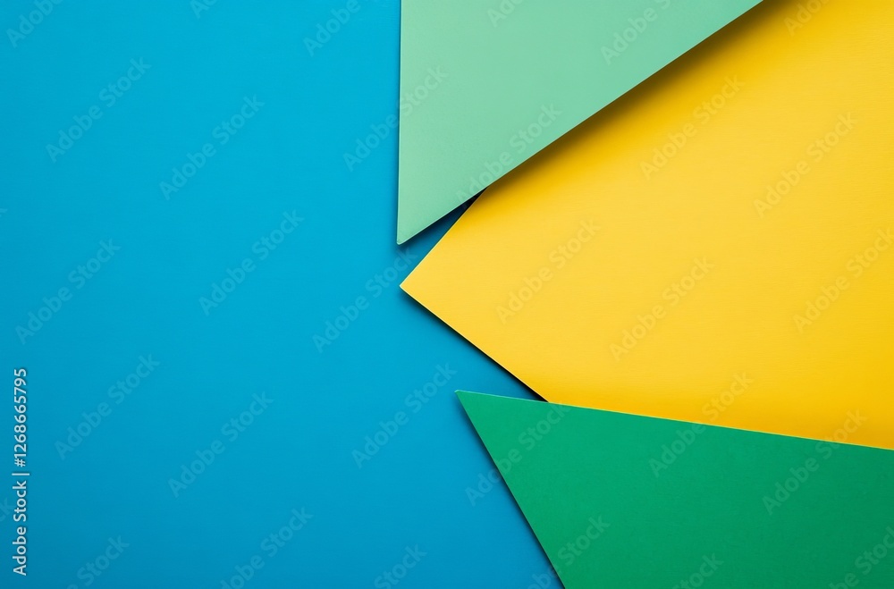 abstract colorful background a yellow and green paper on a blue background, representing two different corners for copy space. Web banner with a copy space area on the right. abstract colorful background a yellow and green paper on a blue background, representing two different corners for copy space. Web banner with a copy space area on the right.