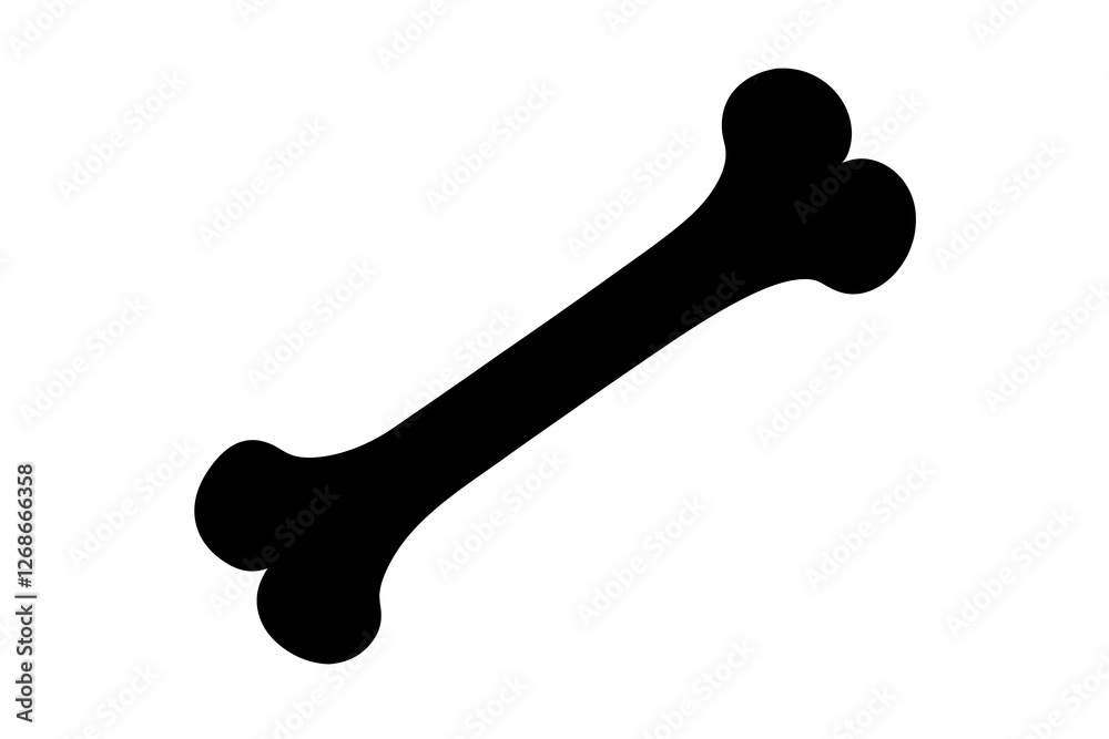 Stylish Bone Icon Silhouette on White Background Stylish Bone Icon Silhouette on White Background