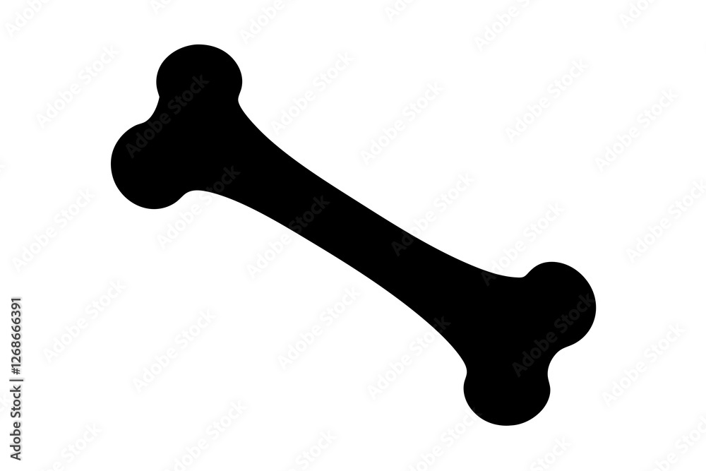 Stylish Bone Icon Silhouette on White Background Stylish Bone Icon Silhouette on White Background