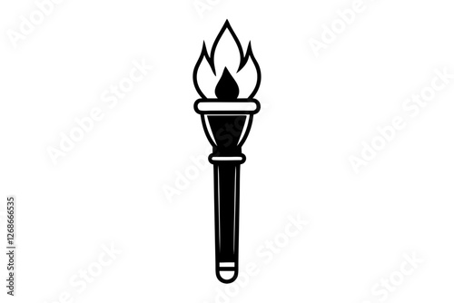 Stylish Torch Light Silhouette Icon on a Bright White Background