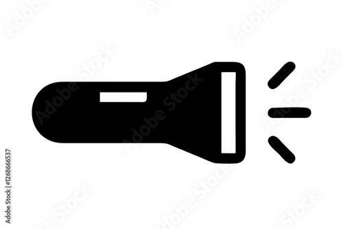 Stylish Torch Light Silhouette Icon on a Bright White Background