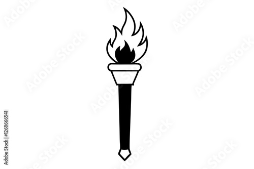 Stylish Torch Light Silhouette Icon on a Bright White Background
